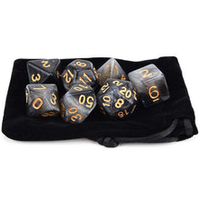 Load image into Gallery viewer, Arp273 (Gray & White) Nebula Polyhedral Dice Set 7 Piece with a Black Dice Bag