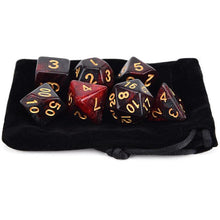 Load image into Gallery viewer, M16 (Red & Black) Nebula Polyhedral Dice Set 7 Piece with a Black Dice Bag