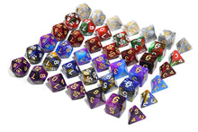 Load image into Gallery viewer, Marble TTRPG Dice Bundle B with Dice Bag | 42 piece (6 dice sets)