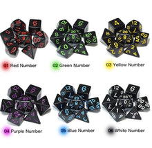 Load image into Gallery viewer, List of Black Opaque Dice Sets in 7 Piece