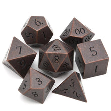 Load image into Gallery viewer, Tarnished Bronze Metal Dice Set 7 Piece