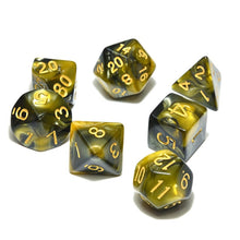 Load image into Gallery viewer, Yellow and Black Marble Dice Set C