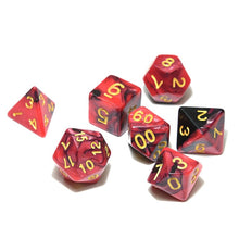 Load image into Gallery viewer, Red and Black Marble Dice Set C