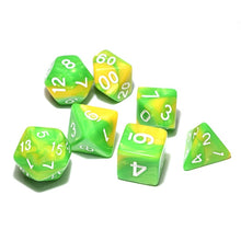 Load image into Gallery viewer, Green and Yellow Marble Dice Set C