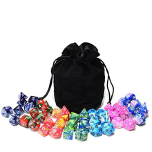 Load image into Gallery viewer, Marble TTRPG Dice Bundle with Dice Bag | 49 Piece ( 7 dice sets)