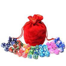 Load image into Gallery viewer, Marble TTRPG Dice Bundle with Dice Bag | 49 Piece ( 7 dice sets)