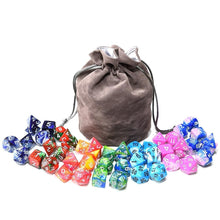 Load image into Gallery viewer, Marble TTRPG Dice Bundle with Dice Bag | 49 Piece ( 7 dice sets)