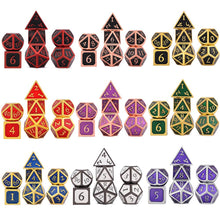 Load image into Gallery viewer, All the dice set of Enamel Metal Dice Set B 7 pieces