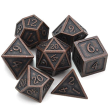 Load image into Gallery viewer, Ancient Copper Metal Dice 7 Piece
