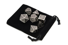 Load image into Gallery viewer, Battleworn Silver Metal Dice Set | 7 piece