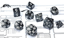 Load image into Gallery viewer, Obsidian Swirl polyhedral dice set 10 piece