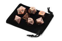 Load image into Gallery viewer, Bronzebeard&#39;s Treasure Metal Dice Set 7 Piece with Black Dice Pouch