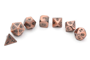 Bronzebeard's Treasure Metal Dice Set 7 Piece in a line