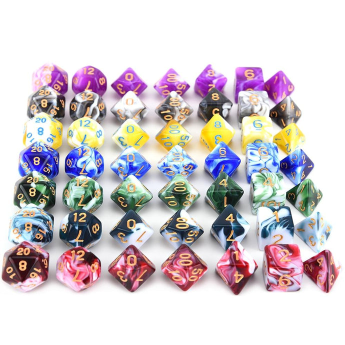 Dual Colour Marble Dice Set D | Free Dice Pouch