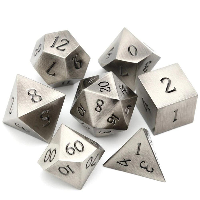 Ironforge Steel Silver Metal Dice Set 7 Piece