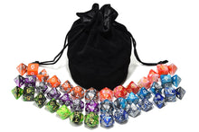 Load image into Gallery viewer, Marble RPG Dice Set with Black Dice Bag