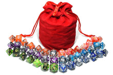 Load image into Gallery viewer, Marble RPG Dice Set with Red Dice Bag