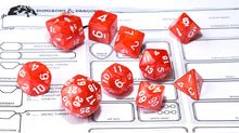 Load image into Gallery viewer, Ruby Swirl polyhedral dice set 10 piece