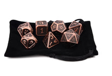 Load image into Gallery viewer, Shiny Bronze Dragon Scale Metal Dice Set 7 Piece with Black Dice Pouch