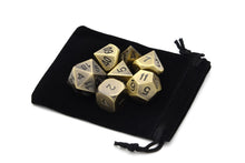 Load image into Gallery viewer, Viking Bronze Metal Dice Set 7 Piece with Black Dice Pouch
