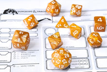 Load image into Gallery viewer, Medallion Swirl polyhedral dice set 10 piece
