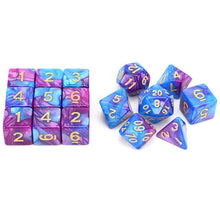 Load image into Gallery viewer,  Violet Light Marble Dice Set including D4 D6 D8 D10 D% D12 D20 + 9 pieces of D6