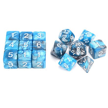 Load image into Gallery viewer, Tainted Frost Marble Dice Set including D4 D6 D8 D10 D% D12 D20 + 9 pieces of D6