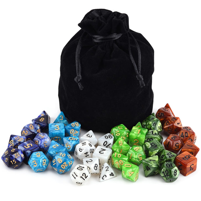 Pearl Swirl Dice Bundle B with Dice Bag | 42 piece (6 dice sets)